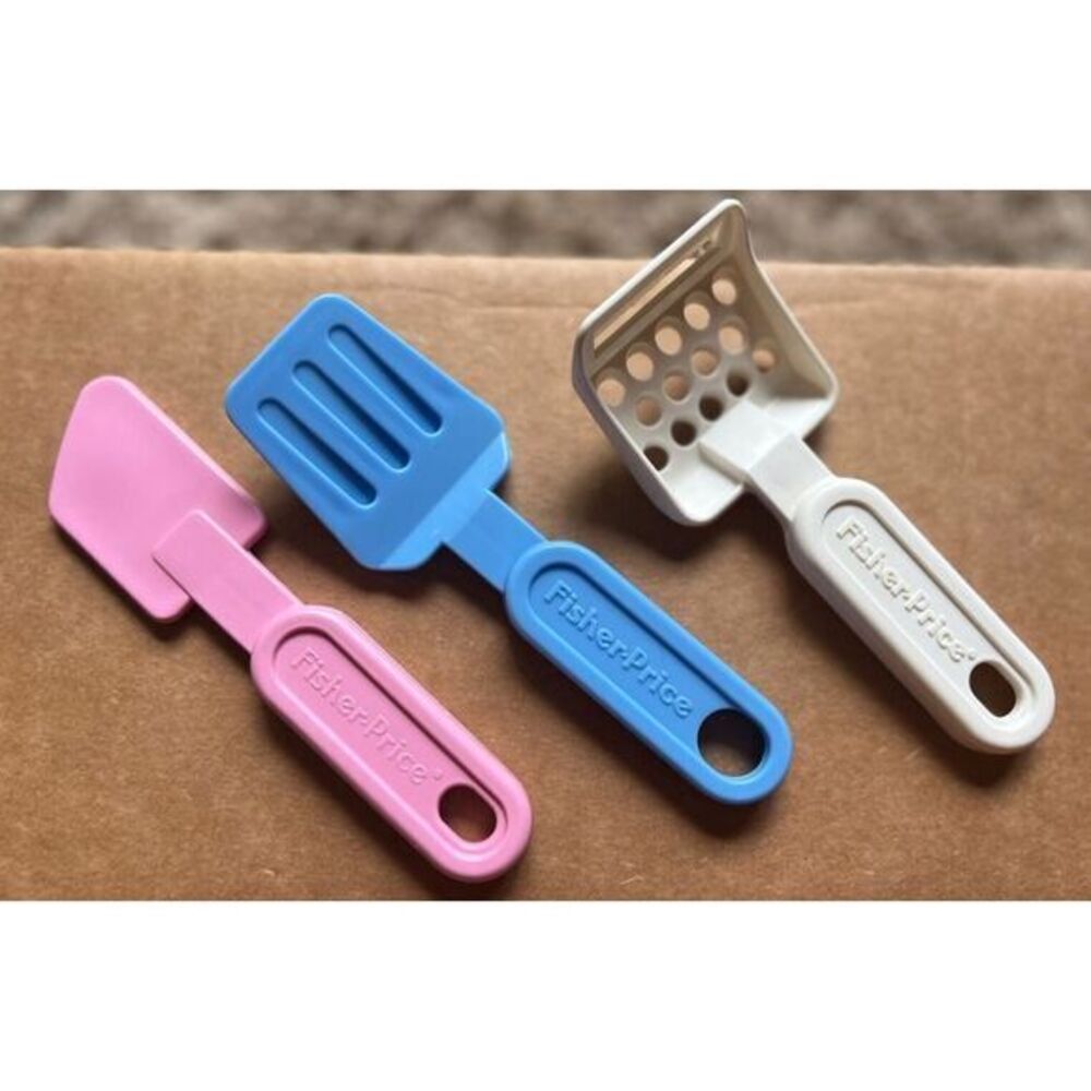 3 Fisher‎ Price Cooking Utensils Spoon, Slotted Spoon and Spatula